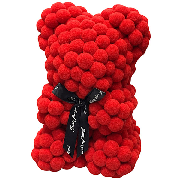 Αρκουδάκι Κόκκινο με Κορδέλα και κουτί 25cm Pom Pom Foam flower 84790 Κόκκινο