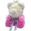 Αρκουδάκι Mohicans από τεχνητά τριαντάφυλλα Love Bear τρίχρωμο με κορώνα 40cm 0988-5 Ροζ