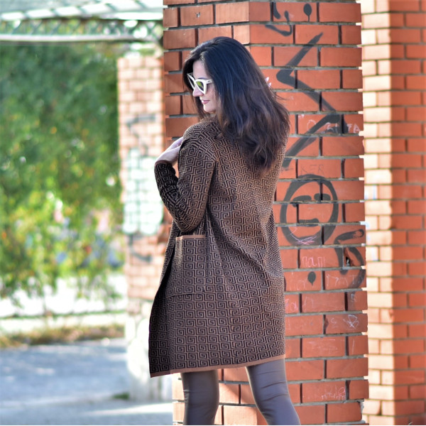 JACKET KNITTED AWAY MOHICANS B-81248 BROWN