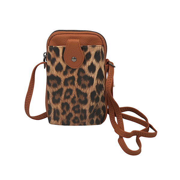 Women's Phone Shoulder Bag MOHICANS B7016-1 Leopard Brown
