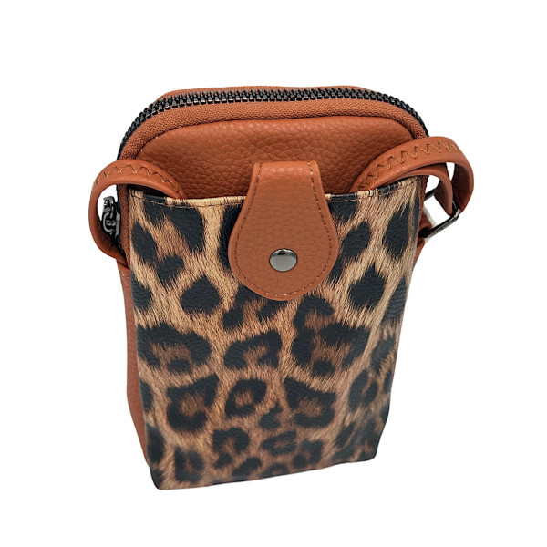 Women's Phone Shoulder Bag MOHICANS B7016-1 Leopard Brown