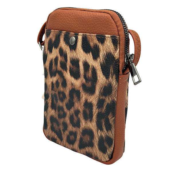 Women's Phone Shoulder Bag MOHICANS B7016-1 Leopard Brown