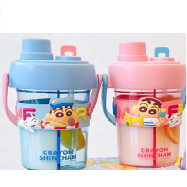 Παιδικό Διπλό Παγουράκι Νερού με καλαμάκι 850ml BH1010-11 Μπλε/Ροζ