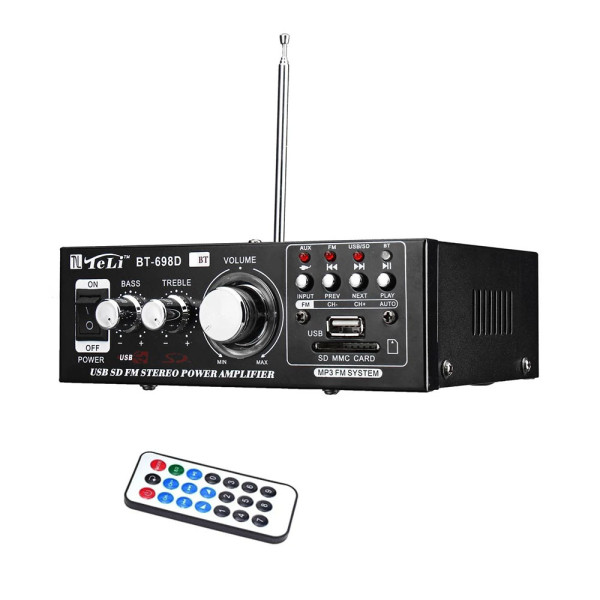 Ενισχυτής με Λειτουργία Bluetooth-FM-USB-TF-AUX και Τηλεχειριστήριο 12V/220V BT-698D