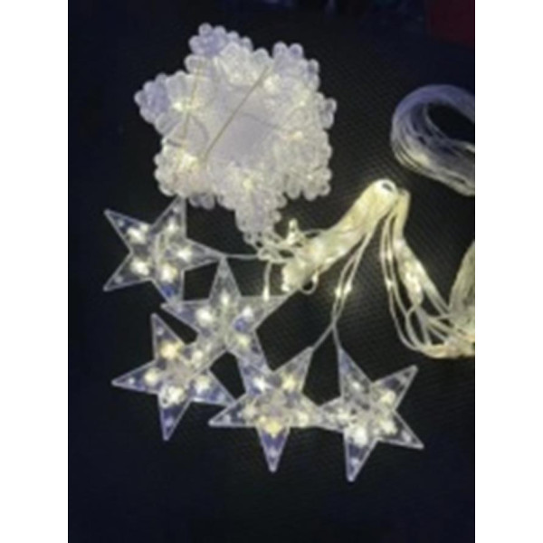 Χριστουγεννιάτικα Φωτάκια 3.6x0.8m Κουρτίνα Αστέρια Νιφάδες BX-028 Θερμό χρώμα