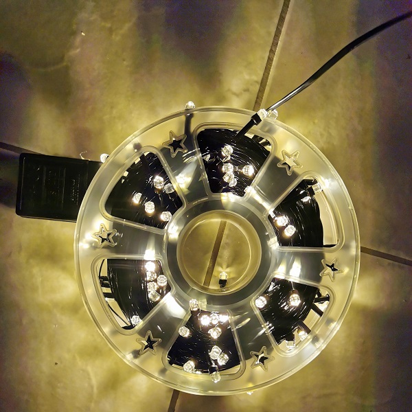 Αδιάβροχα Χριστουγεννιάτικα 240 LED λαμπάκια με κρυστάλλινη εξάγωνη κεφαλή IP44 50μ 8 προγράμματα σε καρούλι BX-050 Θερμό χρώμα