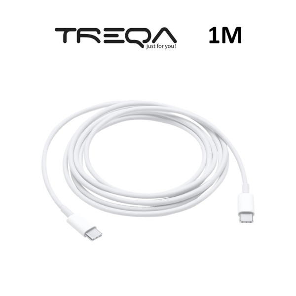 Καλώδιο Γρήγορης Φόρτισης και Μεταφοράς Δεδομένων 1m Type-C σε Type-C Treqa CA-1015 Λευκό