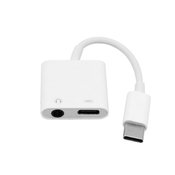 Αντάπτορας Ακουστικών Type C σε Jack 3.5mm με Παράλληλη Φόρτιση Type-C Treqa CA-1063 Λευκό