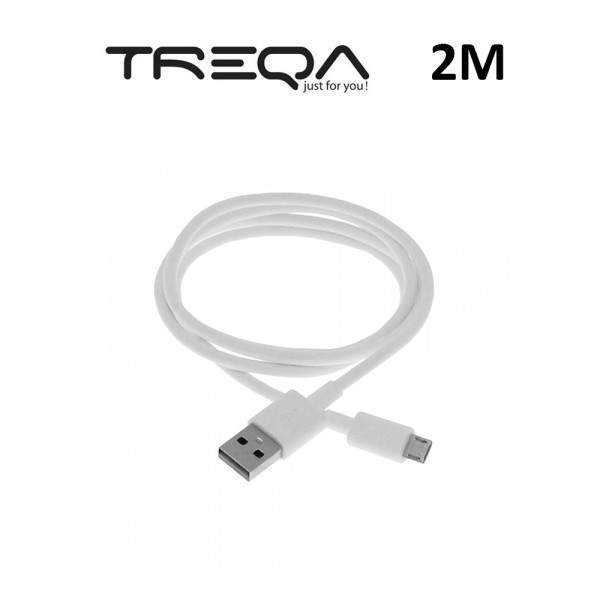 Καλώδιο Γρήγορης Φόρτισης 2.1A και Μεταφοράς Δεδομένων 2m USB σε Micro USB Treqa CA-2011 Λευκό