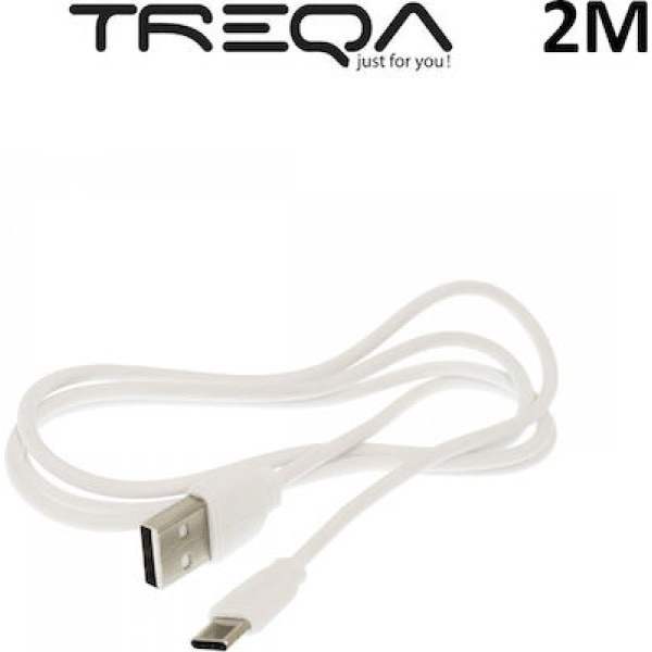 Treqa USB 2.0 Cable USB-C male - USB-C male 2m  CA-2013 Λευκό
