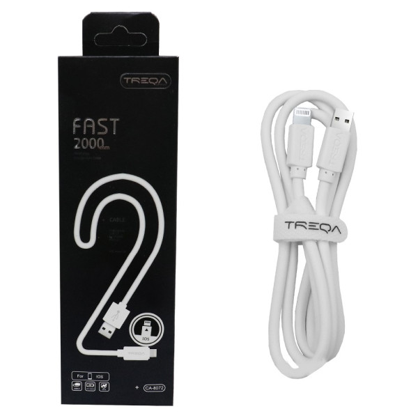 Καλώδιο Γρήγορης Φόρτισης και Μεταφοράς Δεδομένων 2m USB 3.0 σε Lightning Treqa CA-8072 Λευκό