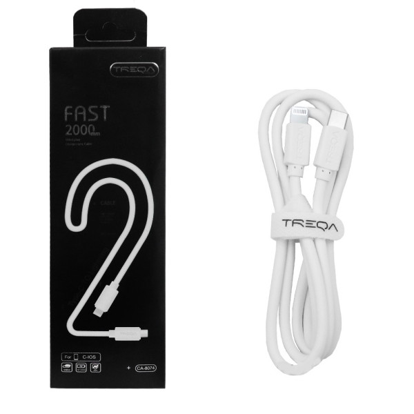 Καλώδιο Γρήγορης Φόρτισης και Μεταφοράς Δεδομένων 2m Type-c σε Lightning Treqa CA-8074 Λευκό