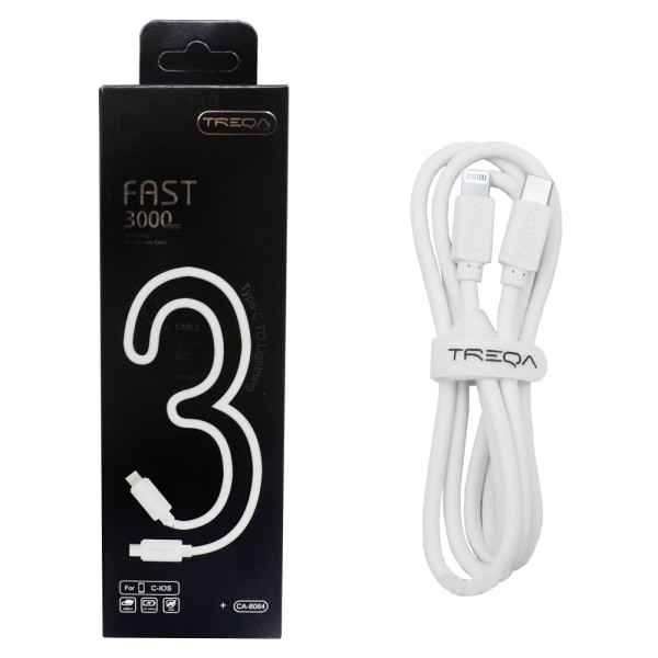 Καλώδιο Γρήγορης Φόρτισης και Μεταφοράς Δεδομένων 3m Type-c σε Lightning Treqa CA-8084 Λευκό