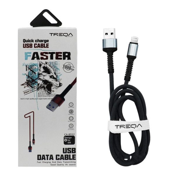 Καλώδιο Γρήγορης Φόρτισης και Μεταφοράς Δεδομένων 1m USB 3.1A σε Lightning Treqa CA-8552-S Ασημί - Μπλε