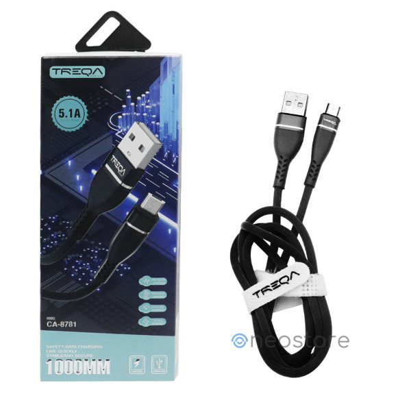 Καλώδιο Γρήγορης Φόρτισης 5.1A και Μεταφοράς Δεδομένων 1m Braided USB σε Micro USB Treqa CA-8781 Μαύρο