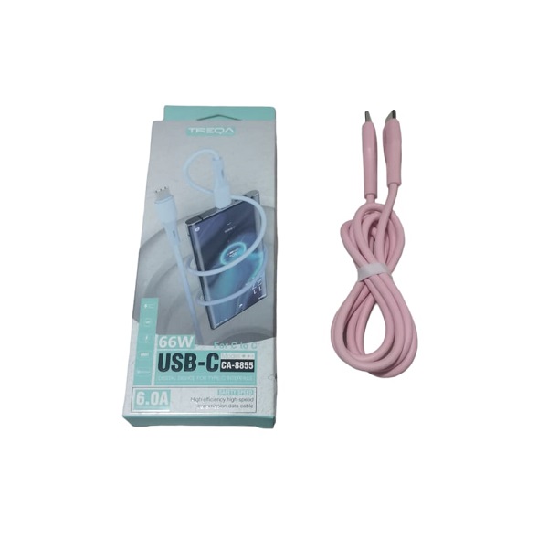 Καλώδιο Γρήγορης Φόρτισης και Μεταφοράς Δεδομένων 1m Type-c σε Type-c 66W Treqa CA-8855 Λευκό, Μαύρο, Ροζ, Μωβ