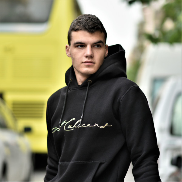 MEN'S SWEATSHIRT HOODED  CALLIGRAPHIC MOHICANS CALLIG01.BLACK