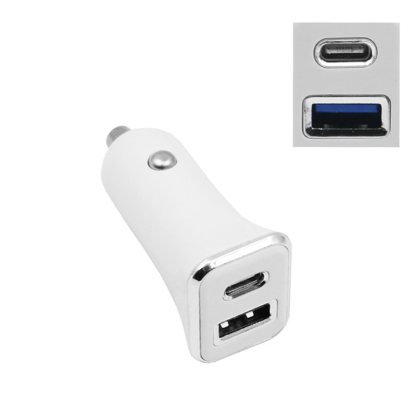 Φορτιστής Αναπτήρα Αυτοκινήτου Ταχείας Φόρτισης 38W 12V - 24V με 1 Θύρα USB-A και 1 Θύρα PD Type-C Treqa CC-317 Λευκό