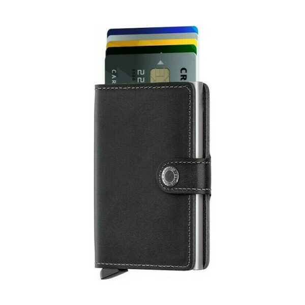 Mohicans Miniwallet Original Δερμάτινο Ανδρικό Πορτοφόλι Καρτών με RFID και Μηχανισμό Slide CCC-32 Μαύρο