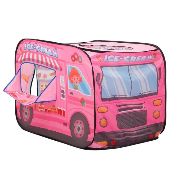 Φορητή Παιδική Σκηνή Πτυσσόμενη 110x70x70cm CFH333P Ροζ χρώμα εργαστήρι παγωτού