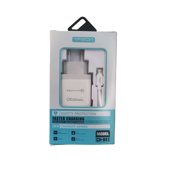 Φορτιστής ταχείας φόρτισης με Θύρα USB-A και Καλώδιο Micro 18W Λευκός CH-641-V8