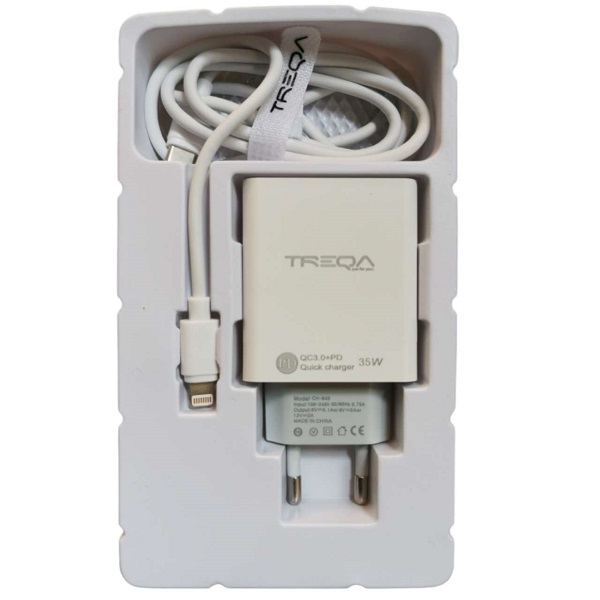 Φορτιστής ταχείας φόρτισης με Θύρα USB-A και Θύρα USB-C και Καλώδιο Lightning 35W Λευκός CH-643-PD