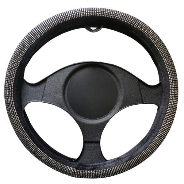 Αντιολισθητικό κάλυμμα τιμονιού αυτοκινήτου με διαμάντια 38cm cy68910-009 Μαύρο-ασημί