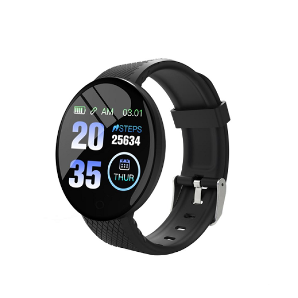 D18 Smartwatch με Παλμογράφο Μαύρο