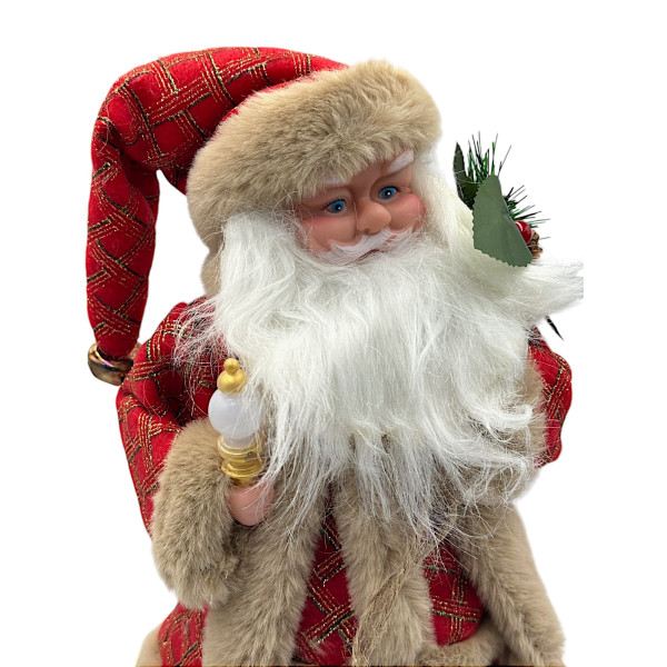 Διακοσμητικός Χριστουγενιάτικος Άι Βασίλης Mohicans 40cm με κίνηση και μουσική D2023-67