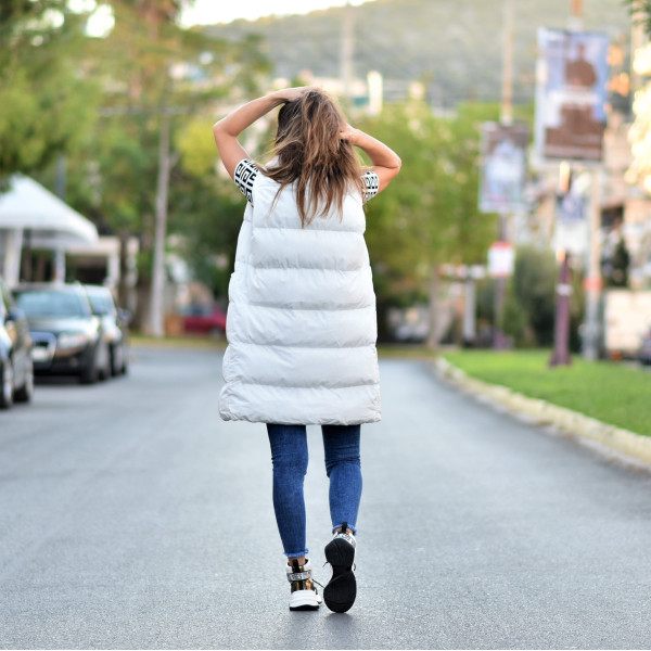 SLEEVE JACKET WITH BELT MOHICANS D8629 WHITE