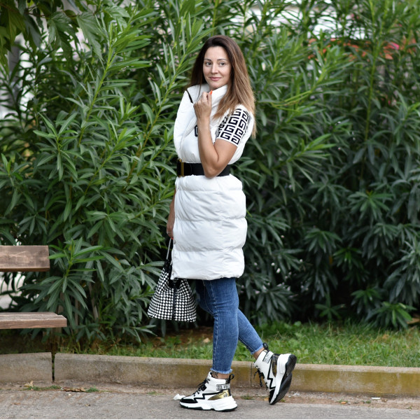 SLEEVE JACKET WITH BELT MOHICANS D8629 WHITE