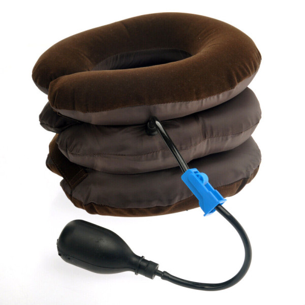 Φουσκωτό Αυχενικό Κολάρο Αυχένα - Μαξιλάρι Υποστήριξης Λαιμού με Τρόμπα Χειρός HYH-118 Καφέ