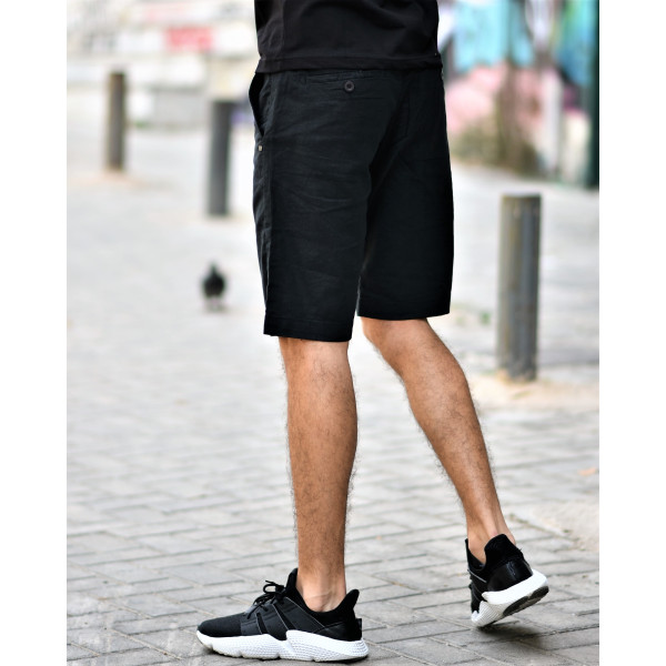 BERMUDA CHINOS LINEN MOHICANS DJ-901 BLACK