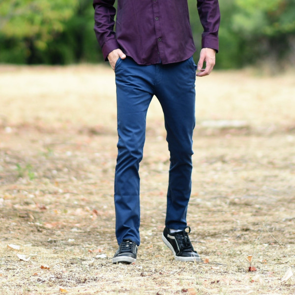 MEN'S TROUSERS CHINOS MOHICANS DS121-2 BLUE