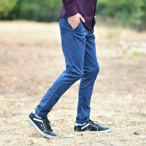 MEN'S TROUSERS CHINOS MOHICANS DS121-2 BLUE