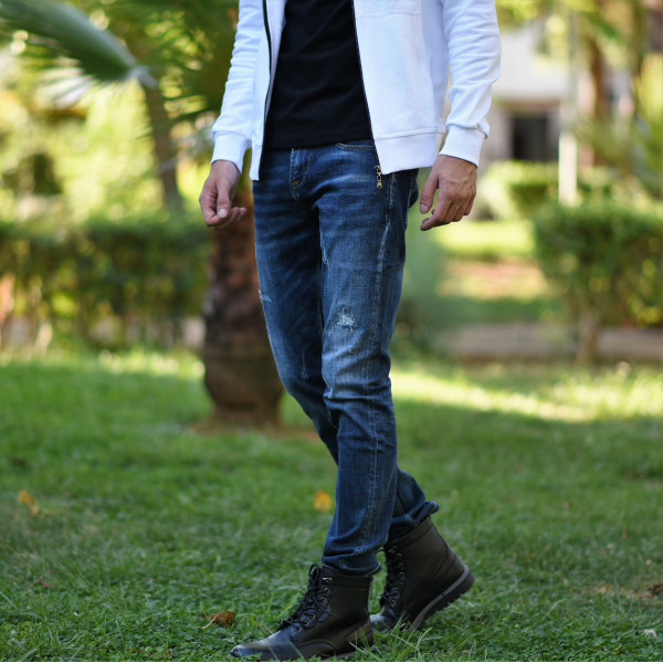 ΑΝΔΡΙΚΟ ΠΑΝΤΕΛΟΝΙ JEANS ΜΕ ΣΚΙΣΙΜΑΤΑ MOHICANS DS637 ΜΠΛΕ