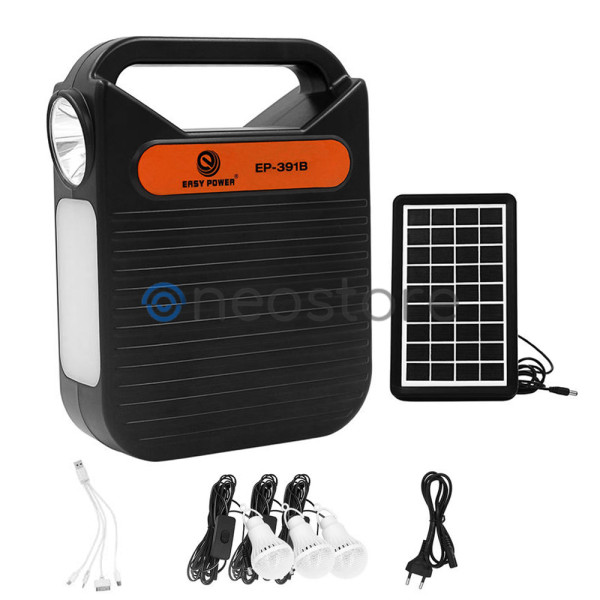 Αυτόνομο Ηλιακό Σύστημα Φωτισμού με 3 Λάμπες και Φακό με Διάρκεια έως 25 ώρες EP-391B