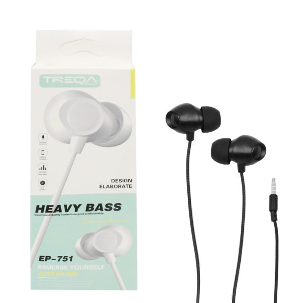 Ακουστικά Κινητού Handsfree In-ear με Βύσμα Jack 3.5mm Treqa EP-751 Μαύρα