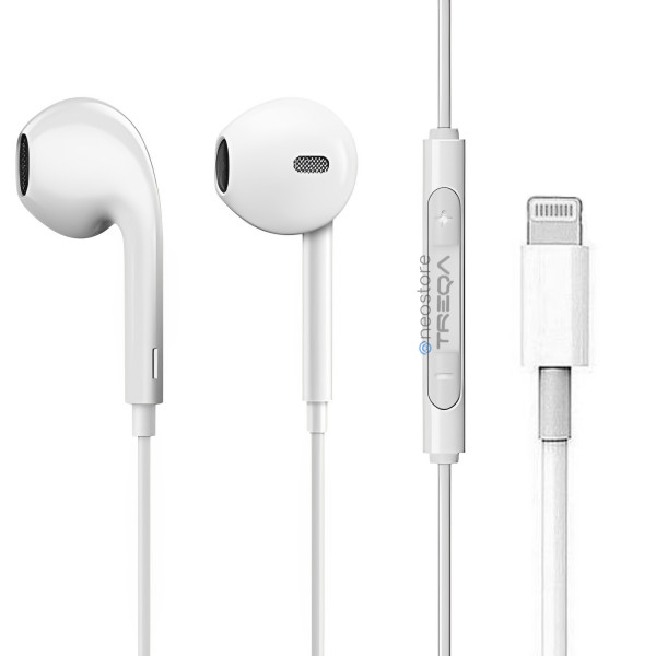 Ακουστικά Κινητού Handsfree Earbuds με Βύσμα Lightning Treqa EP-753 Λευκό