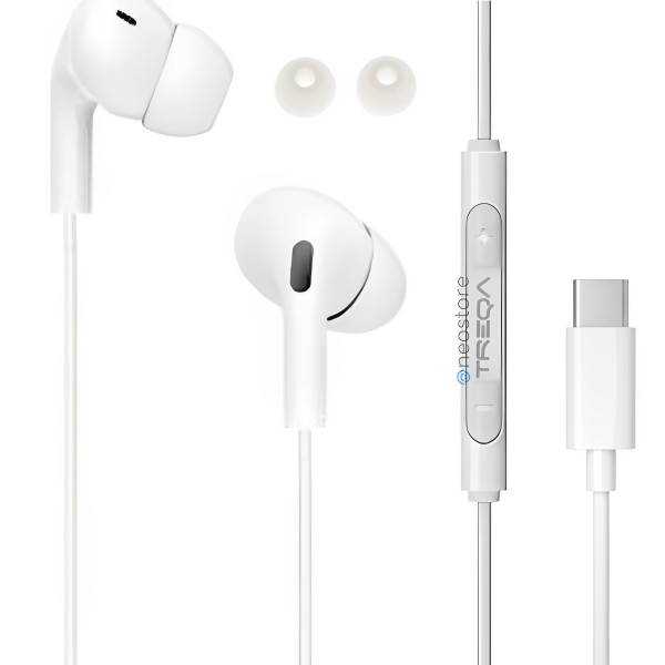 Ακουστικά Κινητού Handsfree In-ear με Βύσμα Type-C Treqa EP-757 Λευκό
