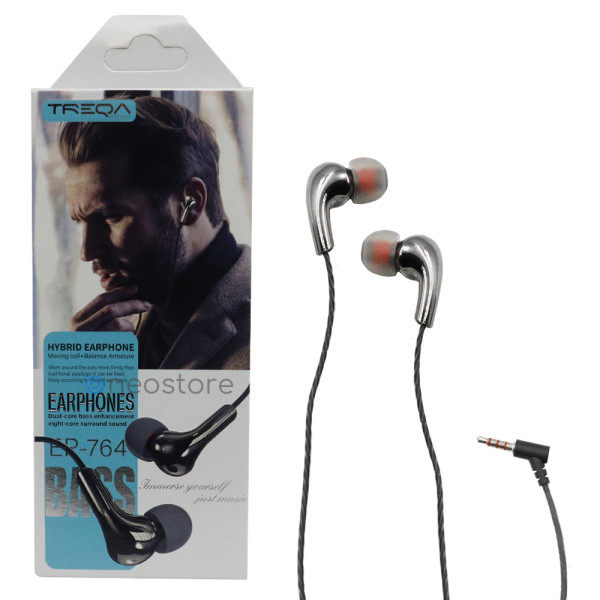 Ακουστικά Κινητού Handsfree In-ear με Βύσμα Jack 3.5mm Treqa EP-764 Ασημί