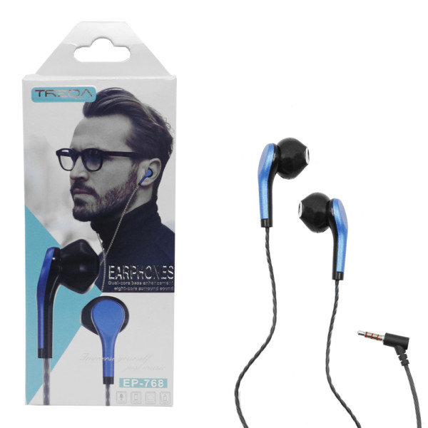 Ακουστικά Κινητού Handsfree Earbuds με Βύσμα Jack 3.5mm Treqa EP-768 Μπλε