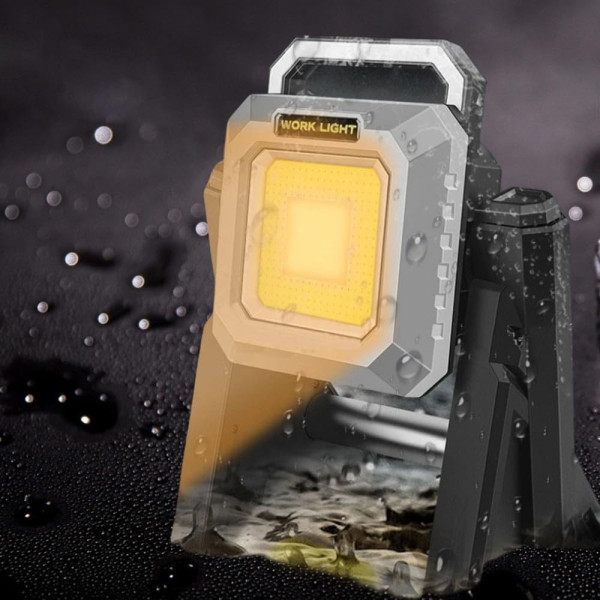 Επαναφορτιζόμενος Αδιάβροχος Τηλεσκοπικός Προβολέας Εργασίας 128LED 750lm - 1500lm - 3000lm σε Θερμό Λευκό 2700K και Ψυχρό Λευκό 6500K Φωτισμό BL-ZSQ-G10 Γκρι - Μαύρο
