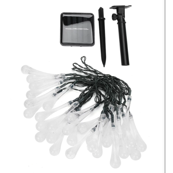 Χριστουγεννιάτικα λαμπάκια 20 LED 3x2m εξωτερικού χώρου με ηλιακό πανελ "σταγόνες" BX-005 πολύχρωμα