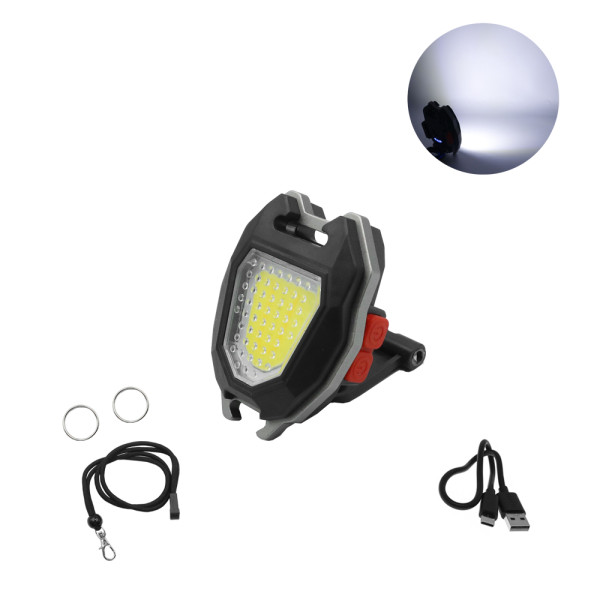 Mini Επαναφορτιζόμενος Φακός LED COB Ψυχρό - Θερμό - Κόκκινο με Αναπτήρα IPX4