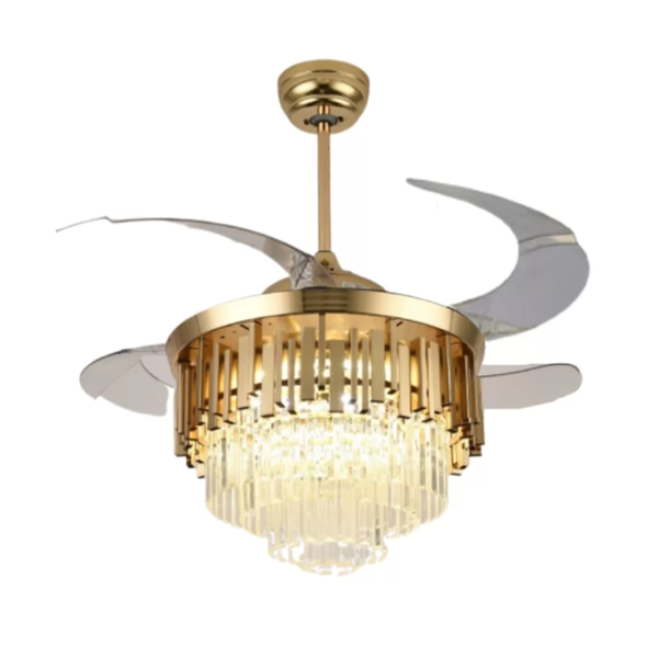 Κρυστάλλινος πολυέλαιος με ανεμιστήρα οροφής για εσωτερικούς χώρους 42" και τηλεχειριστήριο 72w FAN-Y002 χρυσό