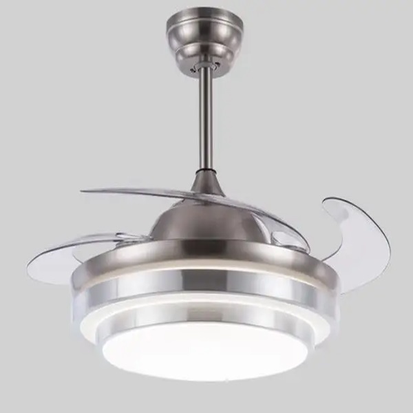 Πτυσσόμενος ανεμιστήρας με μοντέρνο φωτισμό οροφής 42" και τηλεχειριστήριο 72w FAN-Y005 ασημί