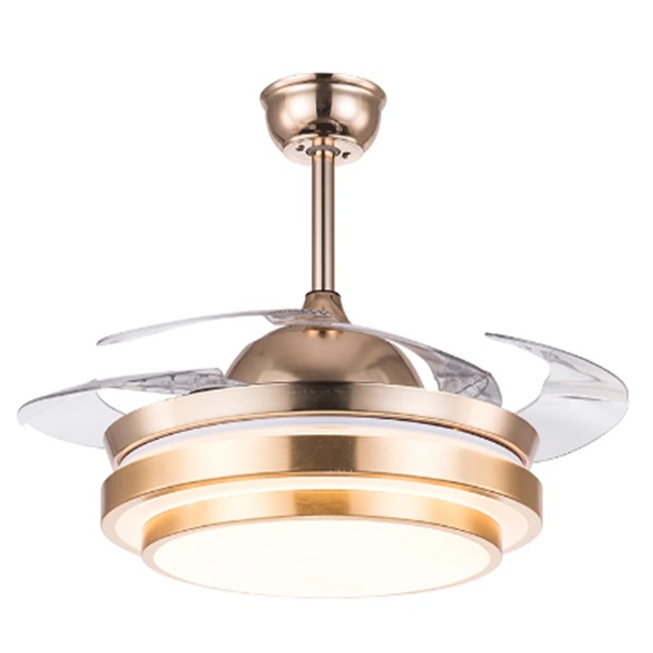 Πτυσσόμενος ανεμιστήρας με μοντέρνο φωτισμό οροφής 42" και τηλεχειριστήριο 72w FAN-Y006 χρυσό