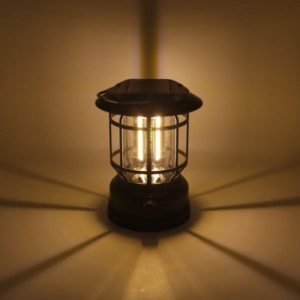 LED Φωτιστικό Φανάρι Μπαταρίας με Γάντζο για Camping COB Θερμό Λευκό GB-23 Μαύρο