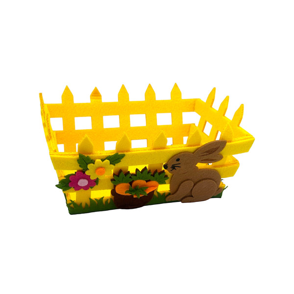 Πασχαλινό Καλάθι Τσόχινο περίφραξη κουνελάκι FHJ-113-040 Κίτρινο